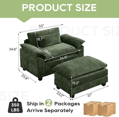 Oprisen 53" Modular Sectional Sofa, Comfy Cloud Couch Sectional Sofa - Image 2