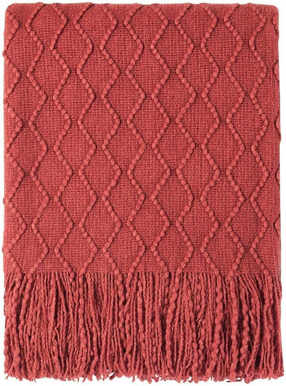 BOURINA Rust Throw Blanket 60x80 Inches Throw Textured Solid Soft Sofa Throw by BOURINA