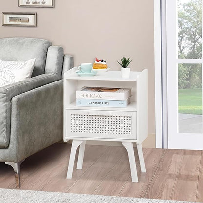 Lerliuo Rattan Nightstands Set of 2, Side Table - Image 7