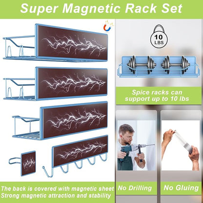 Magnetic Spice Rack for Refrigerator, 9 Pack Magnetic Fridge Shelves - Image 3