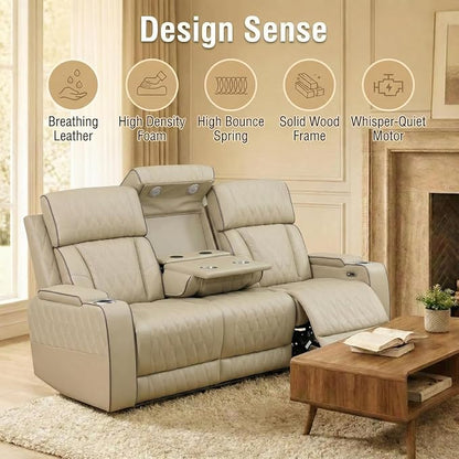 Power Recliner Sofa Set with LED Lights, Includes a Manual Loveseat and a 3 - Image 6