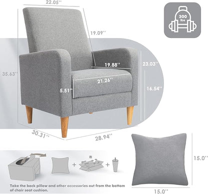 COLAMY Mid-Century Modern Upholstered Accent Chair - Image 2