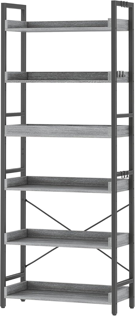 HCHQHS 6 Tier Bookshelf, Adjustable Industrial Bookcase, Vertical Tall Book by HCHQHS