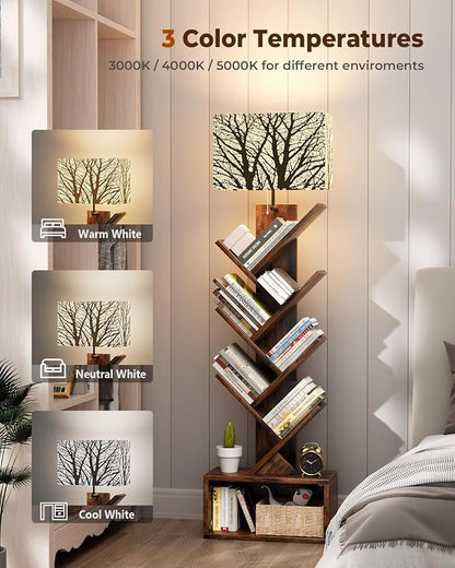 Evermagin Tree Bookshelf with Light, 6 Tier Small Bookcase, Narrow Floor - Image 4