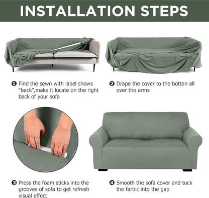 Peryiter 2 Pcs Sofa Covers Couch and Loveseat Covers Set Stretch Sofa Slipcover - Image 3