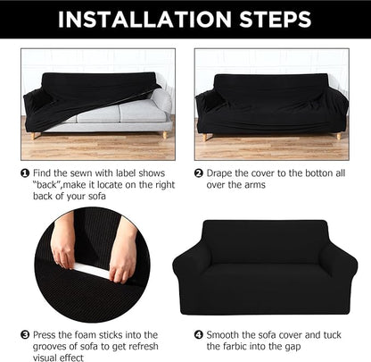 Peryiter 2 Pcs Sofa Covers Couch and Loveseat Covers Set Stretch Sofa Slipcover - Image 3
