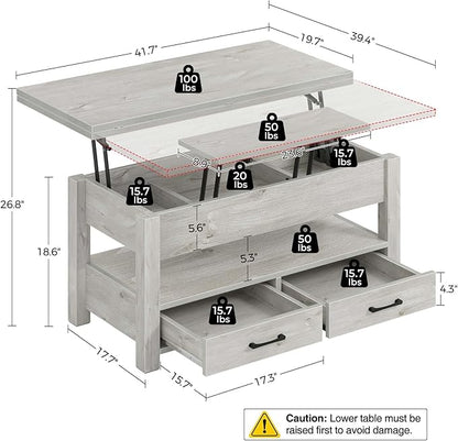 Rolanstar Coffee Table Lift Top, Converts to Dining Table - Image 3