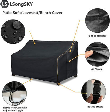 Outdoor 2-Seater Loveseat Cover, Patio Sofa Covers Fits up to 58W x 32.5D x 31H - Image 4