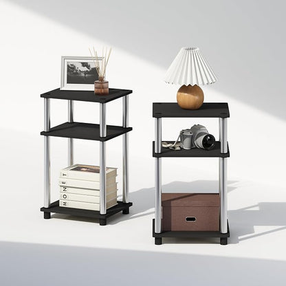 Furinno Just 3-Tier Turn-N-Tube Open Storage Nightstand, Stainless Steel Tubes - Image 6