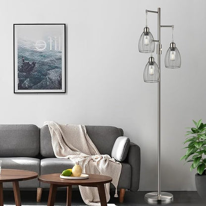 Nintiue Dimmable Floor Lamp, 3 x 800LM LED Edison Bulbs Included, Industrial - Image 5