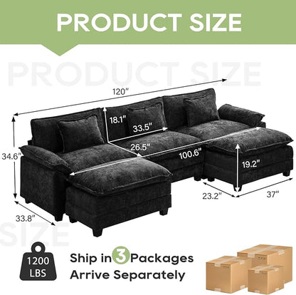 Oprisen 120" Modular Sectional Sofa, Comfy Cloud Couch Sectional Sofa - Image 2