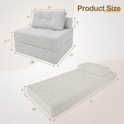 ANONER Memory Foam Folding Sofa Bed, Sectional Couches - Image 2