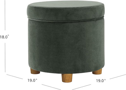 Homepop Home Decor | Upholstered Round Storage Ottoman | Ottoman - Image 3