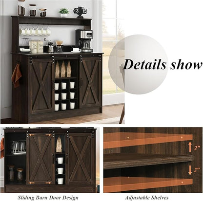 4ever2buy Farmhouse Coffee Bar Cabinet - Image 4