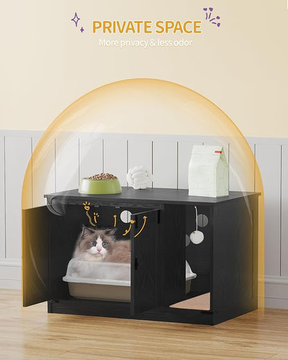 Hzuaneri Cat Litter Box Enclosure, Hidden Litter Box Cabinet Furniture - Image 6