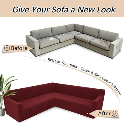 Arfntevss Stretch Sectional Couch Covers L Shaped Corner Sectional Sofa Cover - Image 6