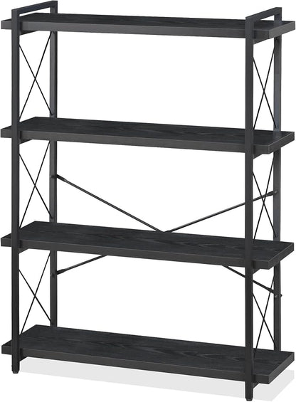 HCHQHS Bookshelf, 4-Tier Industrial Bookcase, Freestanding Tall Bookshelves by HCHQHS