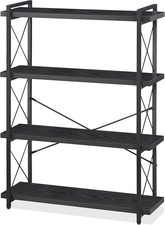 HCHQHS Bookshelf, 4-Tier Industrial Bookcase, Freestanding Tall Bookshelves by HCHQHS