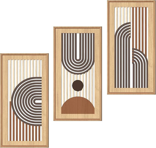 IARTTOP Mid-century Modern Boho Wooden Wall Art Framed 8x16 Inch Orange by IARTTOP