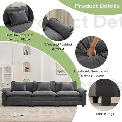 Oprisen 120" Modular Sectional Sofa, Comfy Cloud Couch Sectional Sofa, Velvet - Image 6