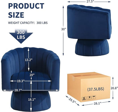 Swivel Accent Barrel Chair Set of 2- Cute Comfy Small Round Arm Chair Velvet - Image 2