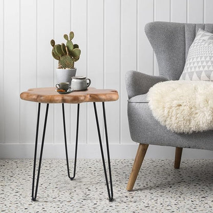 19.5 Inch Live Edge Side Table, Wood Freeform Small End Table - Image 6