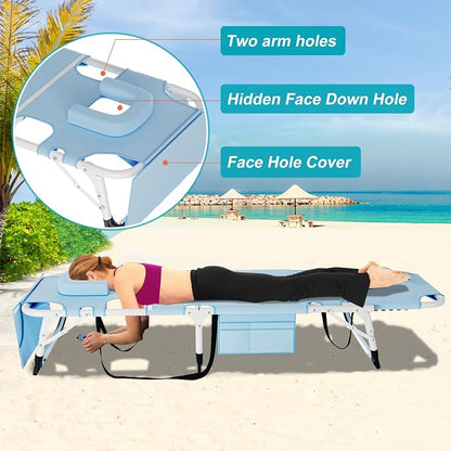 ABORON Heavy Duty Tanning Chair, Outdoor 5-Position Folding Chaise Lounge Chair - Image 5