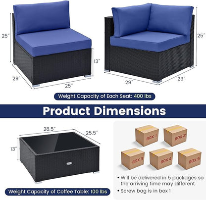 Tangkula 10 Pieces Patio Sofa Set, Outdoor Wicker Conversation Set - Image 4