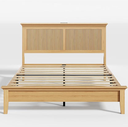 Lifezone Wood Queen Bed, Solid Wood Bed - Image 3
