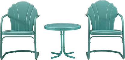 Crosley Furniture Tulip 3-Piece Outdoor Chair and Side Table Set, Retro Metal - Image 2