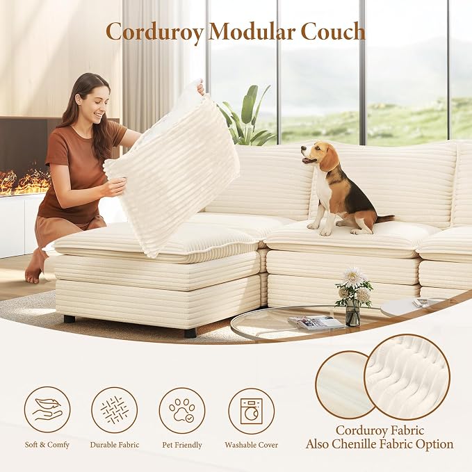 Vesgantti 108" Modular Sectional Sofa, Comfy Cloud Couch - Image 6