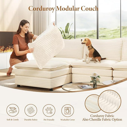 Vesgantti 108" Cloud Couch for Living Room, Deep Seat Sectional Modular Sofa - Image 6