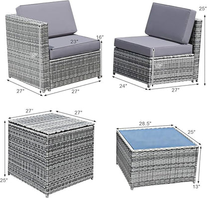 Tangkula 8 PCS Outdoor Patio Furniture Set, Rattan Wicker Sofa Set, Sectional - Image 4