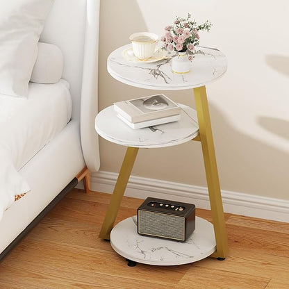 BEWISHOME Round End Table Marble Side Table - Image 4