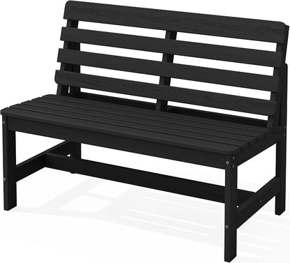 SERWALL Outdoor Bench, All Weather HDPE Outdoor Benches, 2-Person Armless Porch by SERWALL