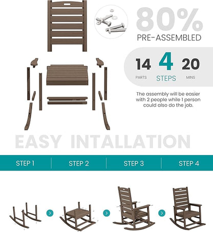 SERWALL Outdoor Rocking Chair, Oversized Rocking Chair - Image 6