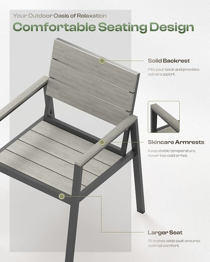 Outdoor Patio Dining Chairs Set of 2, 350LBS Capacity Aluminum Patio Dining - Image 3
