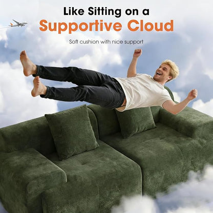 83.5" Boneless Loveseat with 2 Ottoman, Cloud Comfy Sofa Bed, Modular Sofa - Image 4