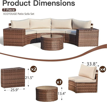 ECOTOUGE 8-Piece Half-Moon Curved Patio Furniture Set - Image 2