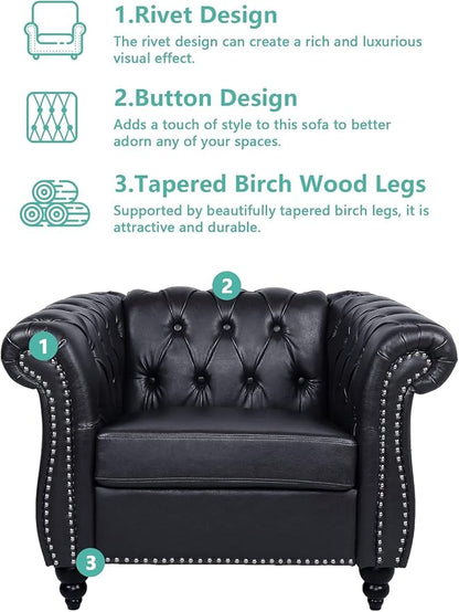 AVZEAR Leather Upholstered Armchair, Single Sofa Chair - Image 5