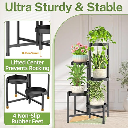 iDavosic.ly Plant Stand Indoor Outdoor, 5 Tier Corner Metal Flower Display - Image 4