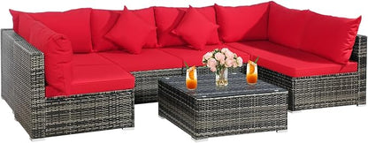 Tangkula 7 Pieces Wicker Patio Furniture Set, All-Weather Outdoor Rattan - Image 9