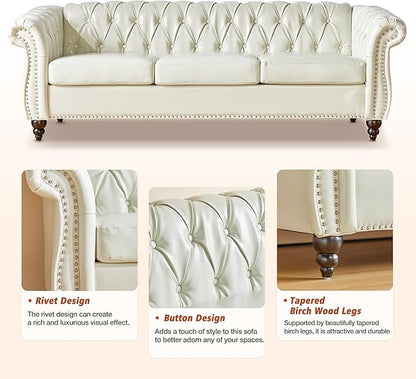 QHITTY 3 Piece Living Room Set, Sectional Chesterfield Sofa Chair Contemporary - Image 4