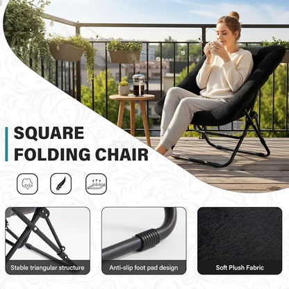 Tiita Comfy Folded Chair, Soft Faux Fur Oversized Folding Accent Chair - Image 8