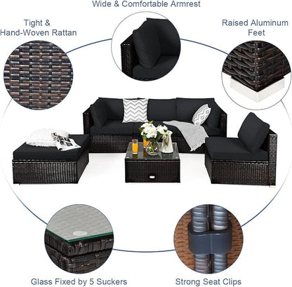 Tangkula 6 Piece Patio Furniture Set, Outdoor Deck Lawn Backyard Durable Steel - Image 9