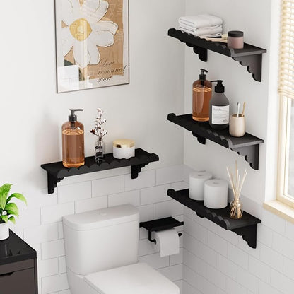 QsQueen Scalloped Wood Wall Shelf – 17 Inch Floating Shelf - Image 5