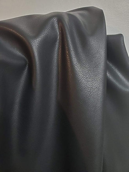 Black Faux PU Leather by The Yard Synthetic Pleather 0.7 mm Nappa 1 Yard - Image 2