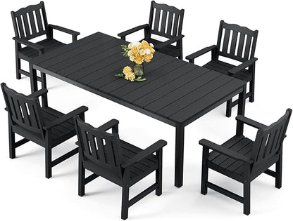 Stoog 7 Pieces Patio Dining Sets, All-Weather HIPS & Aluminum Outdoor Dining by Stoog