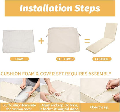 Outdoor Chaise Lounge Cushions for Patio, Lounge Chair Cushions, Waterproof - Image 5