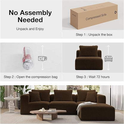 Novilla 106" Modular Sectional Sofa, Modern Cloud Sectional Couch - Image 4